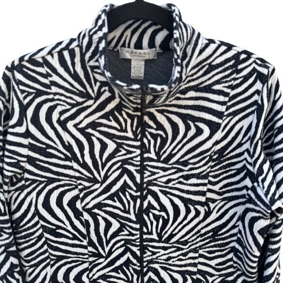 Raphael Sport Womens Zebra Print Full-Zip High Neck Casual Lightweight Jacket L - Picture 2 of 9